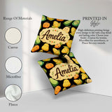 Custom Name Kawaii Autumn Vegetables Corn Pumpkin Black Seamless Square Filled Cushion Throw Pillow Sofa Bed Home Decor Zip Washable UK Made