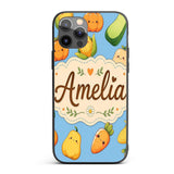 Cute Kawaii Autumn Vegetables Corn Pumpkin Carrot Custom Name Protective Phone Case Mobile Cover Durable Everyday Smartphone Shock Resistant