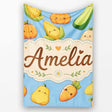 Cute Kawaii Autumn Vegetables Corn Pumpkin Carrot Sky Seamless  Personalised Custom Name Super Soft Fleece Blanket Bed Sofa Throw