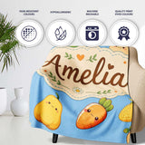Cute Kawaii Autumn Vegetables Corn Pumpkin Carrot Sky Seamless  Personalised Custom Name Super Soft Fleece Blanket Bed Sofa Throw