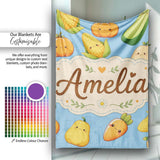 Cute Kawaii Autumn Vegetables Corn Pumpkin Carrot Sky Seamless  Personalised Custom Name Super Soft Fleece Blanket Bed Sofa Throw