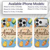 Cute Kawaii Autumn Vegetables Corn Pumpkin Carrot Custom Name Protective Phone Case Mobile Cover Durable Everyday Smartphone Shock Resistant