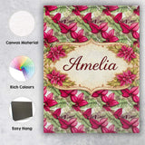 Personalised Name Bold Red Green Tropical Leaves Seamless Pattern Custom  Bespoke Canvas Wall Art Print Decor Picture Ready to Hang