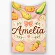 Cute Kawaii Autumn Vegetables Corn Pumpkin Carrot Peach Seamless  Personalised Custom Name Super Soft Fleece Blanket Bed Sofa Throw