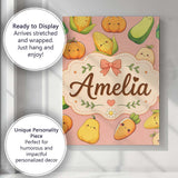 Personalised Name Cute Kawaii Autumn Custom Premium Decorative Design Modern Room Accent Canvas Wall Art Print Decor Picture Ready to Hang