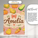 Cute Kawaii Autumn Vegetables Corn Pumpkin Carrot Peach Seamless  Personalised Custom Name Super Soft Fleece Blanket Bed Sofa Throw