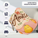 Cute Kawaii Autumn Vegetables Corn Pumpkin Carrot Peach Seamless  Personalised Custom Name Super Soft Fleece Blanket Bed Sofa Throw