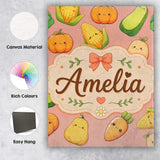 Personalised Name Cute Kawaii Autumn Custom Premium Decorative Design Modern Room Accent Canvas Wall Art Print Decor Picture Ready to Hang