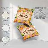 Custom Name Kawaii Autumn Vegetables Corn Pumpkin Peach Seamless Square Filled Cushion Throw Pillow Sofa Bed Home Decor Zip Washable UK Made