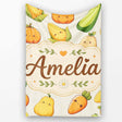 Cute Kawaii Autumn Vegetables Corn Pumpkin Carrot Beige Seamless  Personalised Custom Name Super Soft Fleece Blanket Bed Sofa Throw