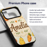 Cute Kawaii Autumn Vegetables Corn Pumpkin Carrot Custom Name Protective Phone Case Mobile Cover Durable Everyday Smartphone Shock Resistant