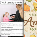 Cute Kawaii Autumn Vegetables Corn Pumpkin Carrot Beige Seamless  Personalised Custom Name Super Soft Fleece Blanket Bed Sofa Throw