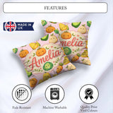 Custom Name Cute Kawaii Autumn Corn Pumpkin Carrot Pink Seamless Square Filled Cushion Throw Pillow Sofa Bed Home Decor Zip Washable UK Made