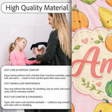 Cute Kawaii Autumn Vegetables Corn Pumpkin Carrot Pink Seamless  Personalised Custom Name Super Soft Fleece Blanket Bed Sofa Throw