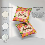 Custom Name Kawaii Autumn Vegetables Corn Pumpkin Coral Seamless Square Filled Cushion Throw Pillow Sofa Bed Home Decor Zip Washable UK Made