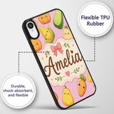 Cute Kawaii Autumn Vegetables Corn Pumpkin Carrot Custom Name Protective Phone Case Mobile Cover Durable Everyday Smartphone Shock Resistant