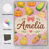 Personalised Name Cute Kawaii Autumn Custom Premium Decorative Design Modern Room Accent Canvas Wall Art Print Decor Picture Ready to Hang