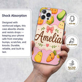 Cute Kawaii Autumn Vegetables Corn Pumpkin Carrot Custom Name Protective Phone Case Mobile Cover Durable Everyday Smartphone Shock Resistant