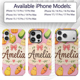 Cute Kawaii Autumn Vegetables Corn Pumpkin Carrot Custom Name Protective Phone Case Mobile Cover Durable Everyday Smartphone Shock Resistant