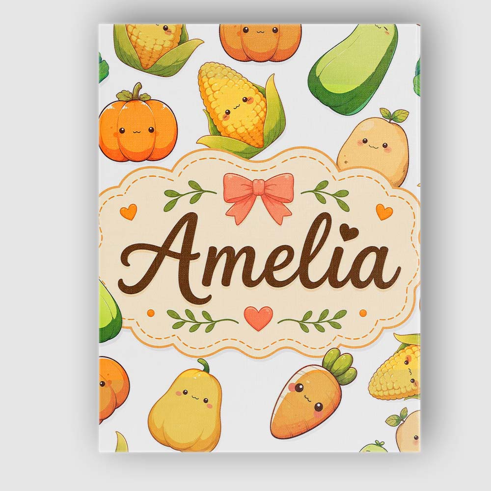 Personalised Name Cute Kawaii Autumn Custom Premium Decorative Design Modern Room Accent Canvas Wall Art Print Decor Picture Ready to Hang