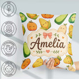 Custom Name Cute Kawaii Autumn Corn Pumpkin Carrot Grey Seamless Square Filled Cushion Throw Pillow Sofa Bed Home Decor Zip Washable UK Made