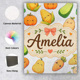 Personalised Name Cute Kawaii Autumn Custom Premium Decorative Design Modern Room Accent Canvas Wall Art Print Decor Picture Ready to Hang