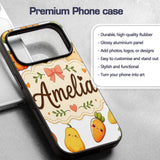 Cute Kawaii Autumn Vegetables Corn Pumpkin Carrot Custom Name Protective Phone Case Mobile Cover Durable Everyday Smartphone Shock Resistant