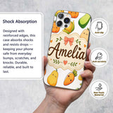 Cute Kawaii Autumn Vegetables Corn Pumpkin Carrot Custom Name Protective Phone Case Mobile Cover Durable Everyday Smartphone Shock Resistant