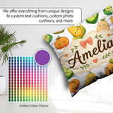 Custom Name Cute Kawaii Autumn Corn Pumpkin Carrot Grey Seamless Square Filled Cushion Throw Pillow Sofa Bed Home Decor Zip Washable UK Made