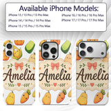 Cute Kawaii Autumn Vegetables Corn Pumpkin Carrot Custom Name Protective Phone Case Mobile Cover Durable Everyday Smartphone Shock Resistant