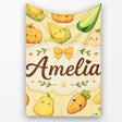 Cute Kawaii Autumn Vegetables Corn Pumpkin Carrot Yellow Seamless  Personalised Custom Name Super Soft Fleece Blanket Bed Sofa Throw