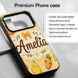 Cute Kawaii Autumn Vegetables Corn Pumpkin Carrot Custom Name Protective Phone Case Mobile Cover Durable Everyday Smartphone Shock Resistant