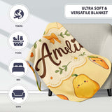 Cute Kawaii Autumn Vegetables Corn Pumpkin Carrot Yellow Seamless  Personalised Custom Name Super Soft Fleece Blanket Bed Sofa Throw