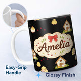 Personalized Custom Name Cute Farm Chick Chicken Coop Arrows White Seamless Pattern Name 11oz Ceramic Coffee Tea Mug White Large Handle