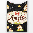 Cute Farm Chick Chicken Coop Arrows Light Seamless Pattern Name  Personalised Custom Name Super Soft Fleece Blanket Bed Sofa Throw