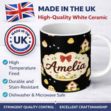 Personalized Custom Name Cute Farm Chick Chicken Coop Arrows Light Seamless Pattern Name 11oz Ceramic Coffee Tea Mug White Large Handle