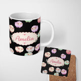 Personalized Custom Name Cute Pastel Rainbow Sheep Lamb Seamless Pattern Name Unique Gift 11oz Ceramic Coffee Tea Mug White Large Handle