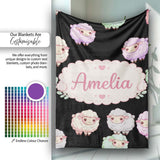 Cute Pastel Rainbow Sheep Lamb Seamless Pattern Name Unique Gift  Personalised Custom Name Super Soft Fleece Blanket Bed Sofa Throw
