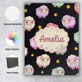 Personalised Name Cute Pastel Rainbow Sheep Custom  Bespoke Interior Contemporary Canvas Wall Art Print Decor Picture Ready to Hang