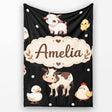 Cute Farm Animals Cow Pig Goat Chicken Duck Sheep Seamless Pattern  Personalised Custom Name Super Soft Fleece Blanket Bed Sofa Throw