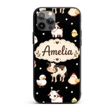 Cute Farm Animals Cow Pig Goat Chicken Duck Sheep Custom Name Protective Phone Case Mobile Cover Durable Everyday Smartphone Shock Resistant