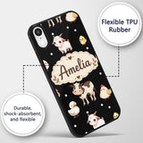Cute Farm Animals Cow Pig Goat Chicken Duck Sheep Custom Name Protective Phone Case Mobile Cover Durable Everyday Smartphone Shock Resistant