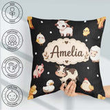 Custom Name Farm Animals Cow Pig Goat Chicken Duck Sheep Pattern Square Filled Cushion Throw Pillow Sofa Bed Home Decor Zip Washable UK Made
