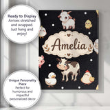 Personalised Name Cute Farm Animals Cow Pig Custom  Bespoke Interior Contemporary Canvas Wall Art Print Decor Picture Ready to Hang