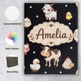 Personalised Name Cute Farm Animals Cow Pig Custom  Bespoke Interior Contemporary Canvas Wall Art Print Decor Picture Ready to Hang