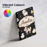 Personalised Name Cute Farm Animals Cow Pig Custom  Bespoke Interior Contemporary Canvas Wall Art Print Decor Picture Ready to Hang