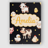 Personalised Name Cute Farm Animals Cow Pig Custom  Bespoke Interior Contemporary Canvas Wall Art Print Decor Picture Ready to Hang