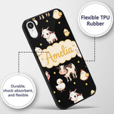 Cute Farm Animals Cow Pig Goat Chicken Duck Sheep Custom Name Protective Phone Case Mobile Cover Durable Everyday Smartphone Shock Resistant