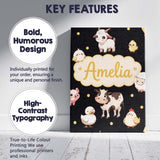 Personalised Name Cute Farm Animals Cow Pig Custom  Bespoke Interior Contemporary Canvas Wall Art Print Decor Picture Ready to Hang