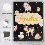 Personalised Name Cute Farm Animals Cow Pig Custom  Bespoke Interior Contemporary Canvas Wall Art Print Decor Picture Ready to Hang